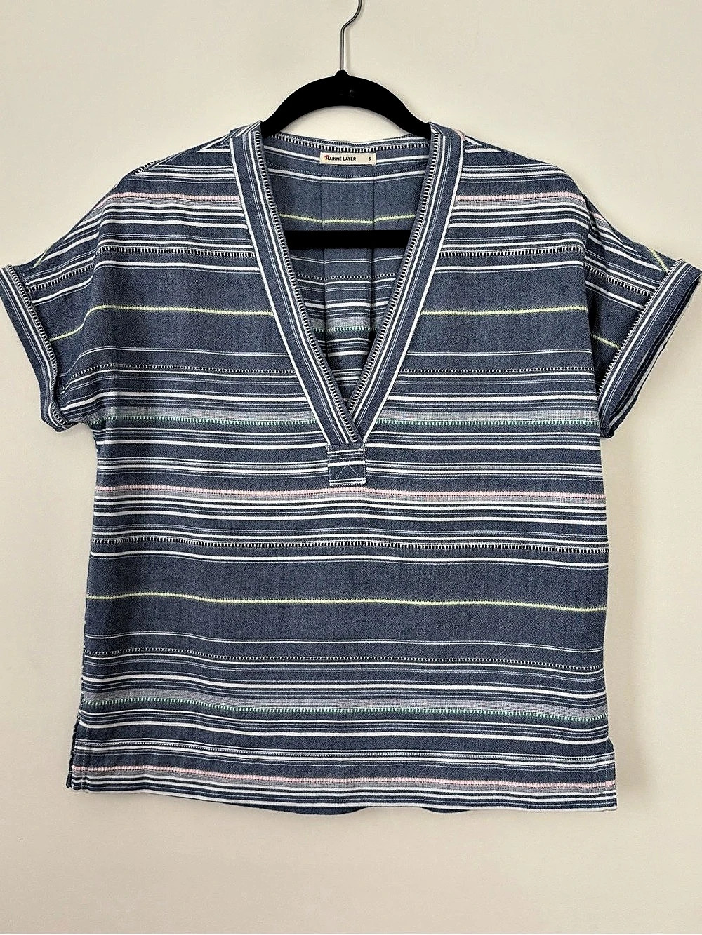 Marine Layer Striped Cotton Tunic in Blue Size Small Like New